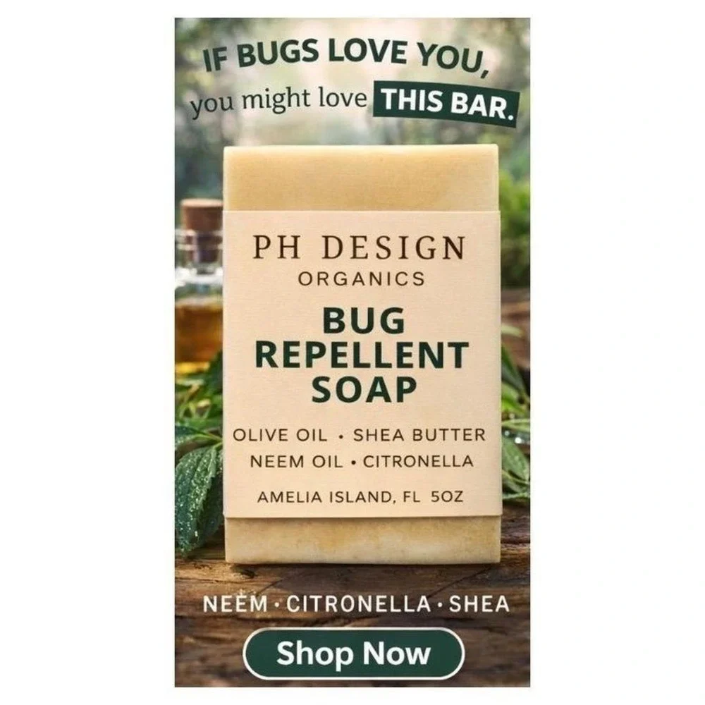 BUG REPELLENT SOAP OLIVE OIL SHEA BUTTER NEEM OIL CITRONELLA  5OZ‎
